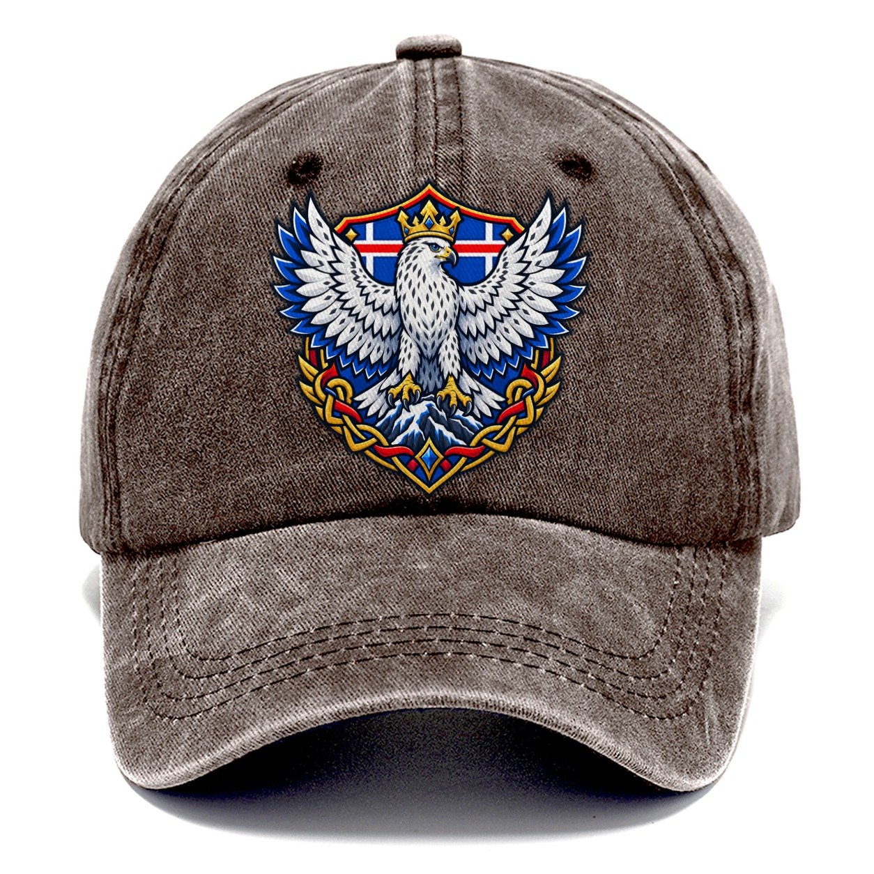 Iceland Heraldic Crest Country Logos Classic Cap – Brown