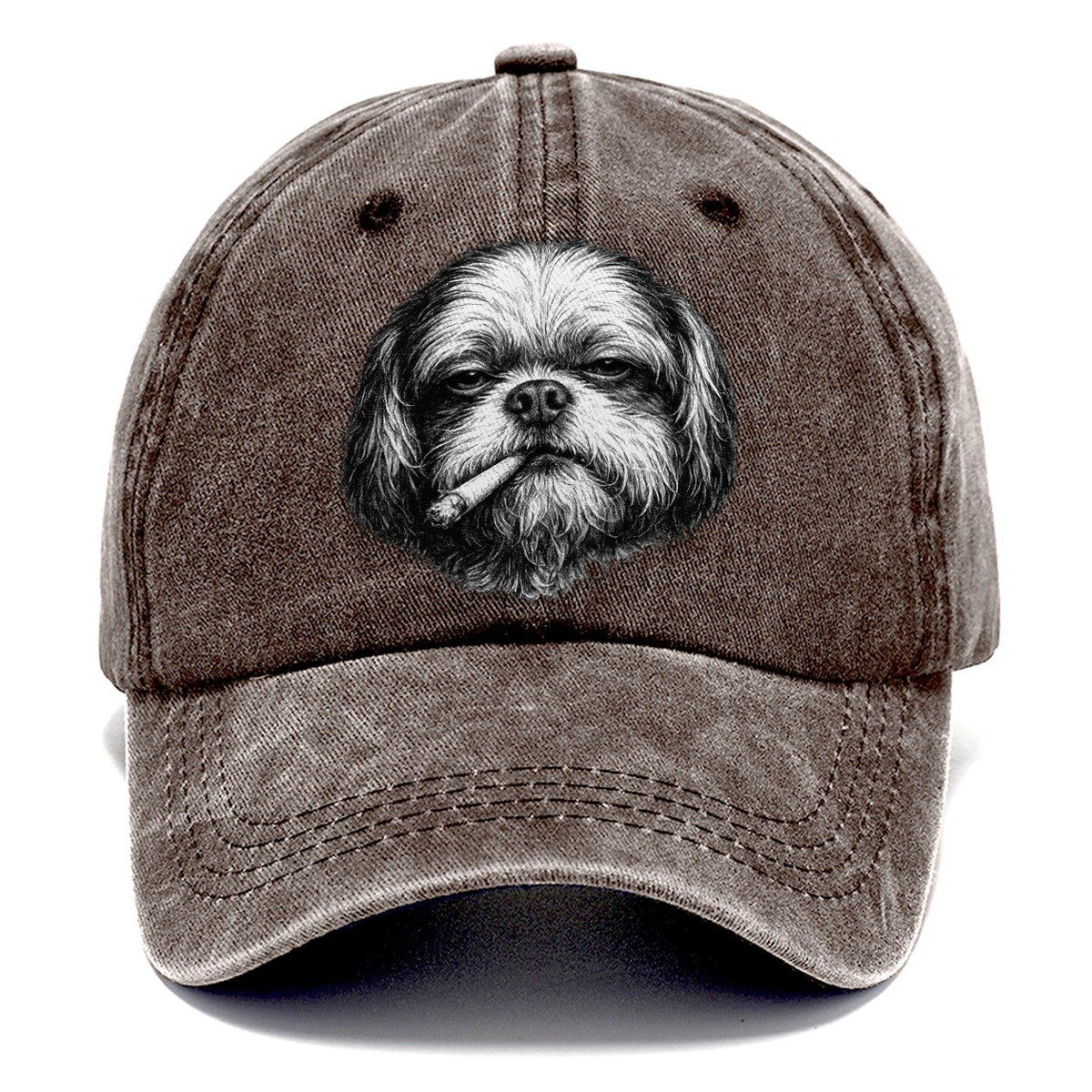 Shih Tzu A Lit Cigarette Smoking Dogs Smoking Dogs Portraits Classic Cap – Brown