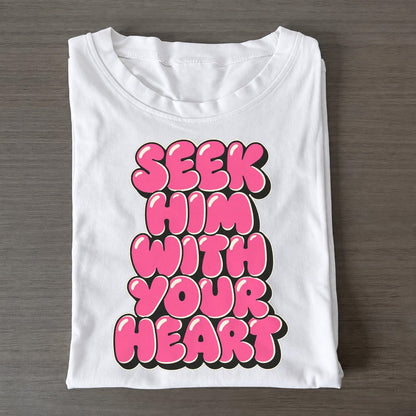 Seek Him With Your Heart Sunday Puff Classic T-shirt – White