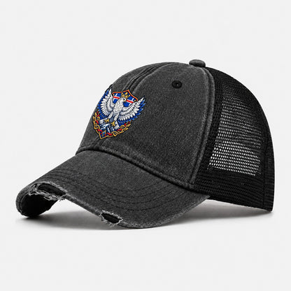 Iceland Heraldic Crest Country Logos Washed Trucker Hat – Black