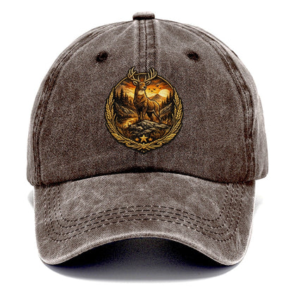 Majestic Stag Sunset Wilderness Crest Classic Cap – Brown