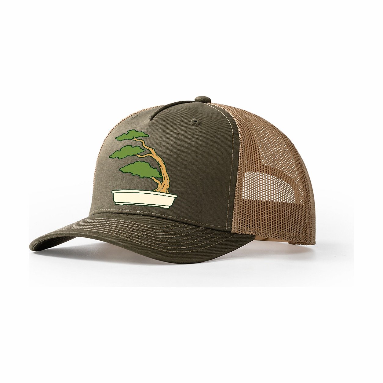 Windswept Juniper Form Bonsai Trucker Hat – Olive Khaki