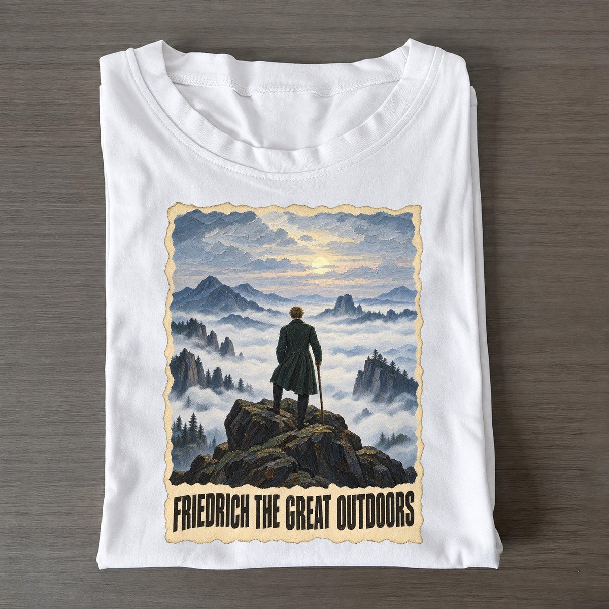 Friedrich The Great Outdoors Sea Of Fog Art Pun Classic T-shirt – White