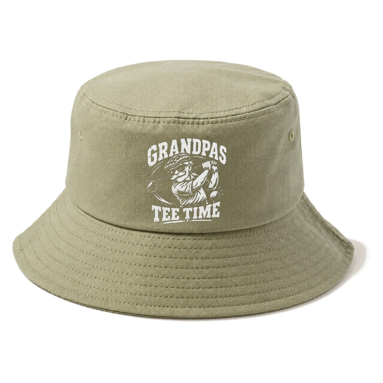 Grandpas Tee Time Golf Life Bucket Hat – Army Green
