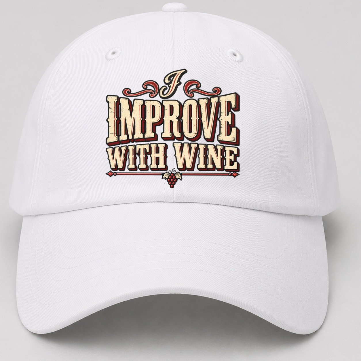 I Improve With Wine American Wit Baseball Cap – White