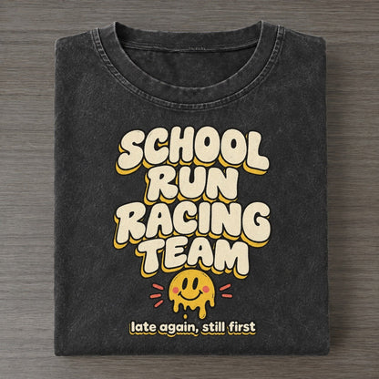 School Run Running On Fumes Club Vintage T-shirt – Black