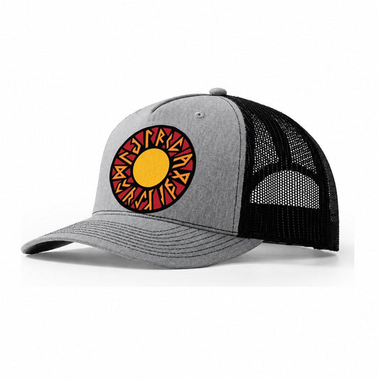 Viking Rune Circle Trucker Hat – Sport Grey Black