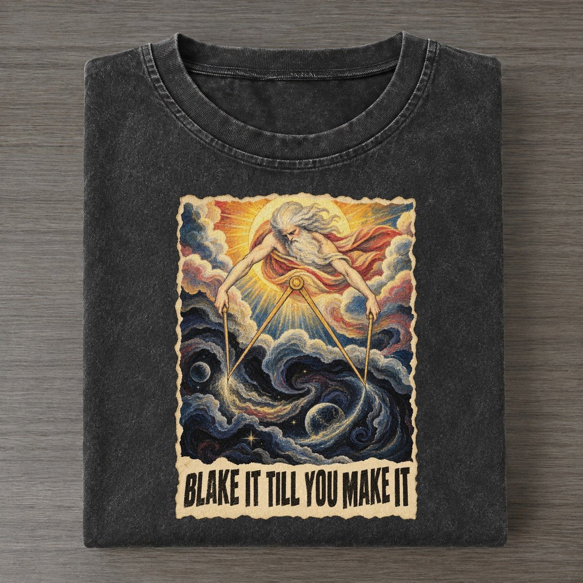Blake It Till You Make It Visionary Sun Art Pun Vintage T-shirt – Black