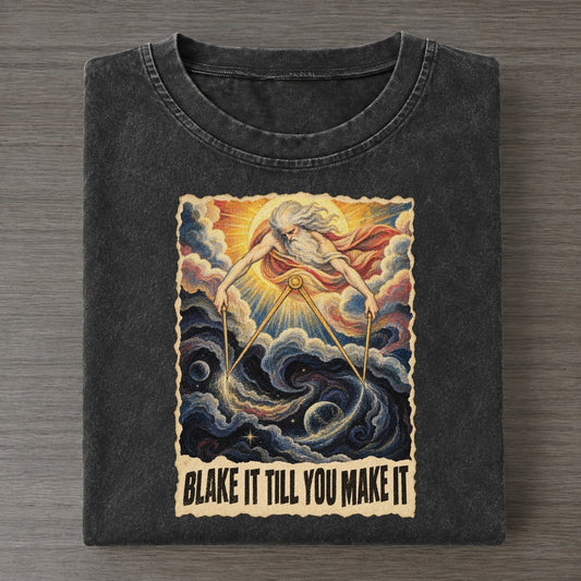 Blake It Till You Make It Visionary Sun Art Pun Vintage T-shirt – Black