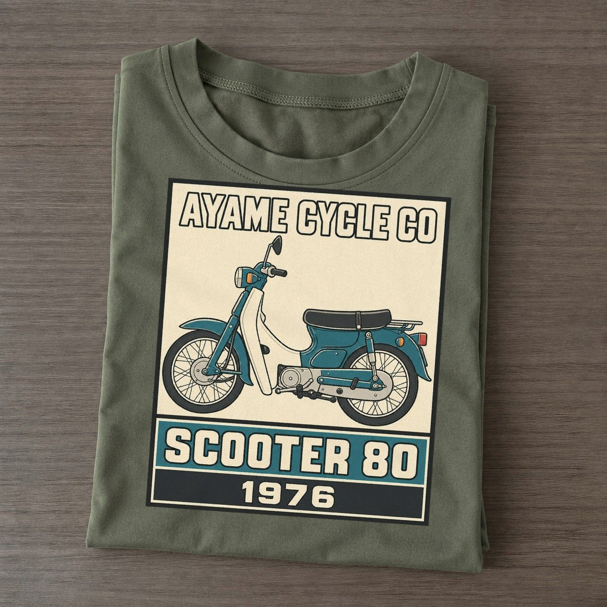 Ayame Scooter 80 Showa Speed Plates Classic T-shirt – Army Green
