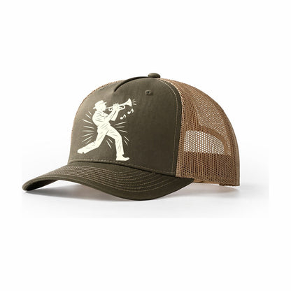 New Orleans Jazz Musician Street Corner Trucker Hat – Olive-Khaki