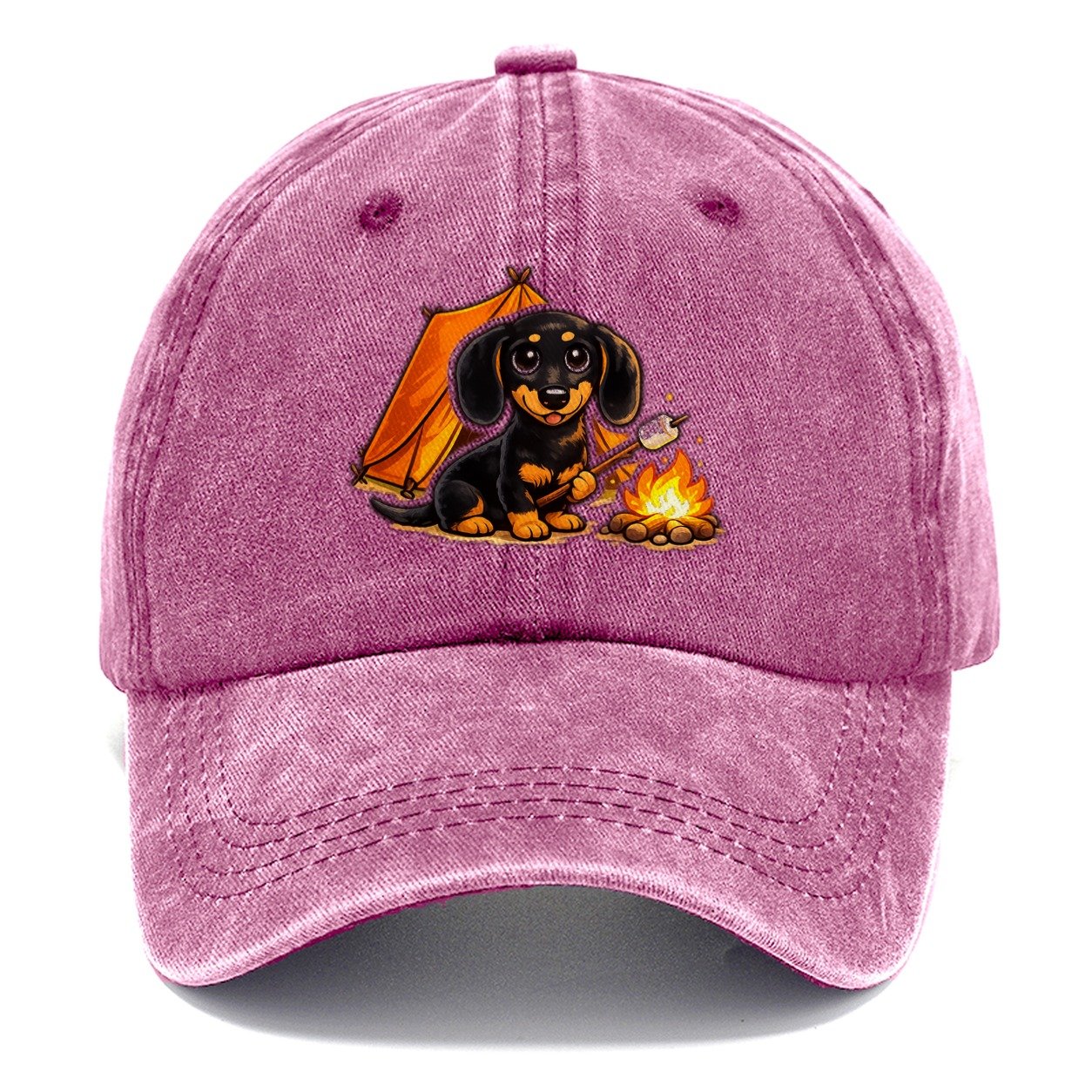 Camping Dachshund Classic Cap – Dusty Rose