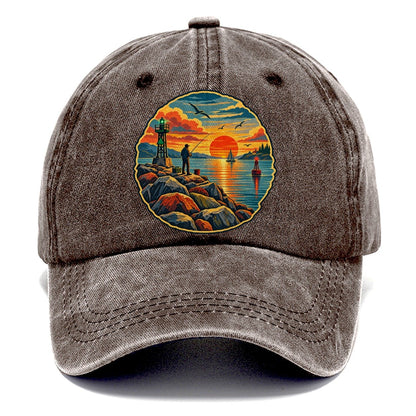 Harbor Jetty Sunset Fishing Club Classic Cap – Brown