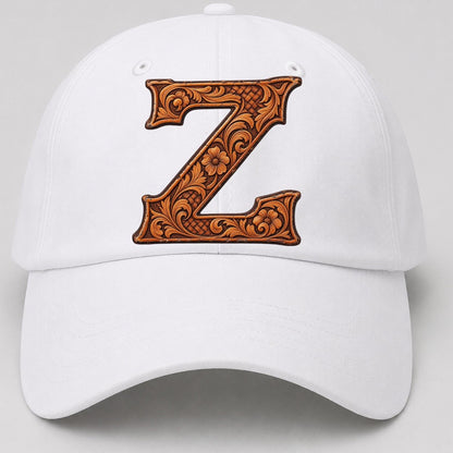 Tooled Leather Z Monogram Baseball Cap – White