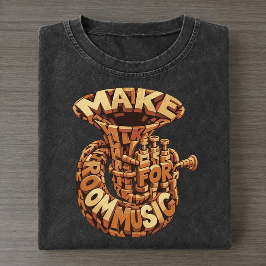 Tuba Bell Spiral Letter Sculpture Vintage T-shirt – Black