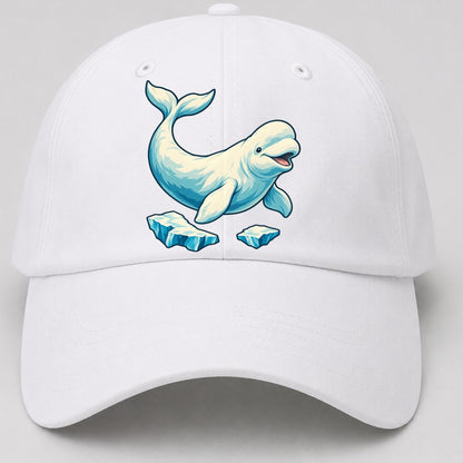 Beluga Whale And Floating Ice Canada Cultural Icons Baseball Cap – White
