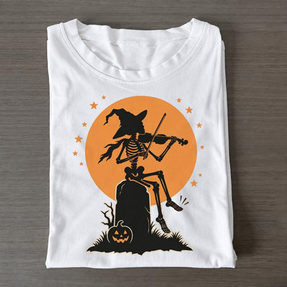 Skeleton Fiddler Full Moon Classic T-shirt – White