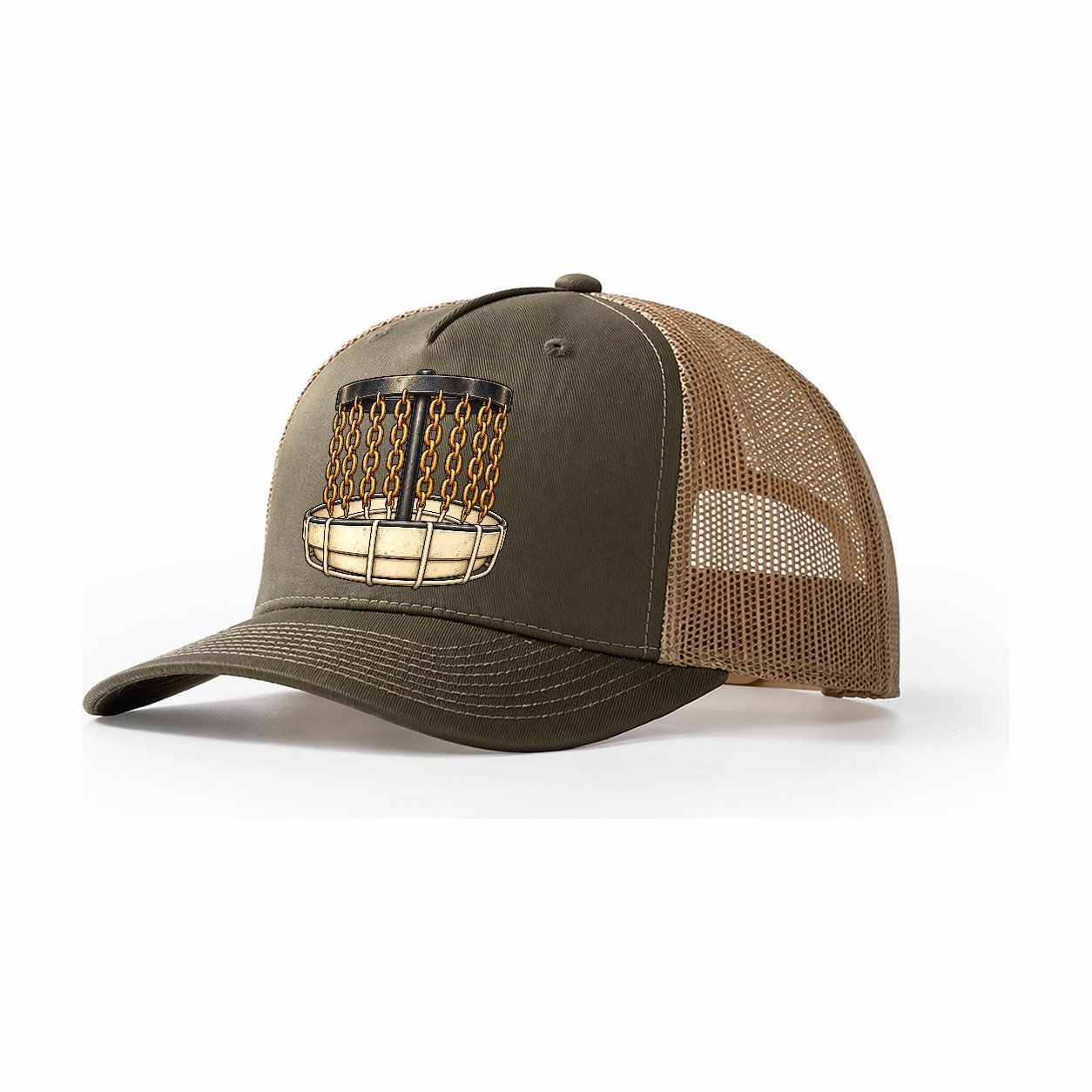Chain Basket Disc Golf Trucker Hat – Olive Khaki
