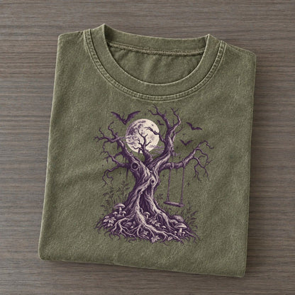 Dead Tree Rope Swing Midnight Haunt Vintage T-shirt – Army Green