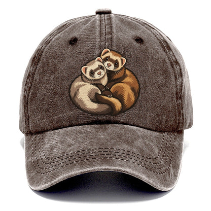 Ferret Pair Curl Small Pet Logos Classic Cap – Brown