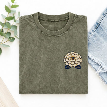 Zinnia Petal Tiers Left Chest Thread Signatures II Left Chest Vintage T-shirt – Army Green