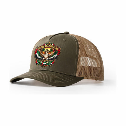 United Arab Emirates Retro Badge Country Logos Trucker Hat – Olive Khaki