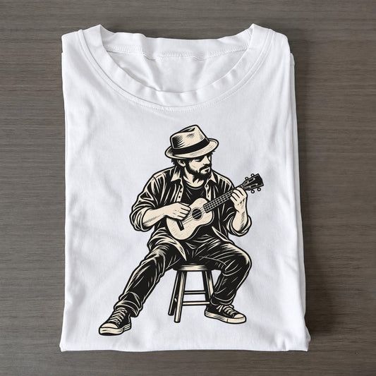 Ukulele Quick Chord Change Global Music Ink Figures Classic T-shirt – White