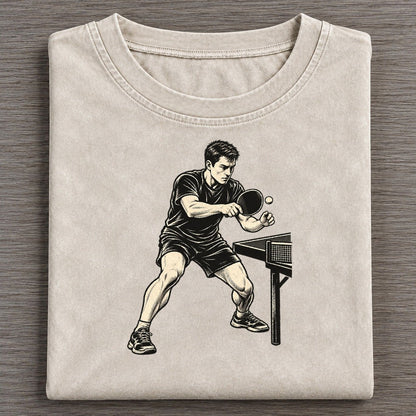 Table Tennis Backhand Block Global Sports Ink Figures Vintage T-shirt – Off White