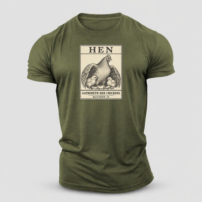 Hen Specimen Plate Creature Canticle Cotton T-Shirt – Army Green