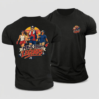 Public Court Legends Pickleball Life Cotton T-Shirt – Black