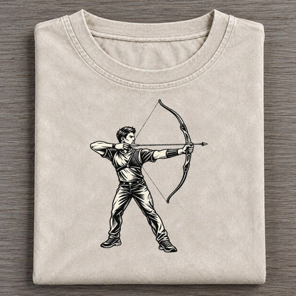 Archer Standing Full Draw Global Sports Ink Figures Vintage T-shirt – Off White