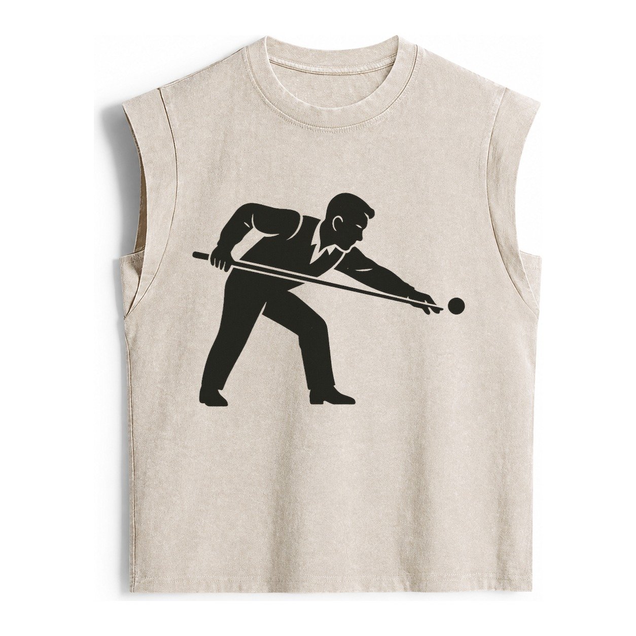 Pool Player Lining Up Shot Vintage Washed Tank – Beige