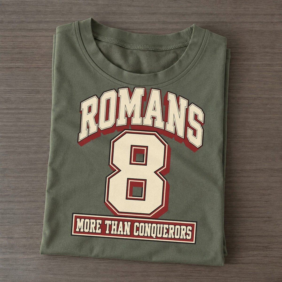 Romans 8 Varsity Chapel Varsity Classic T-shirt – Army Green