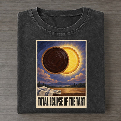 Total Eclipse Of The Tart Painted Pop Culture Pun Vintage T-shirt – Black