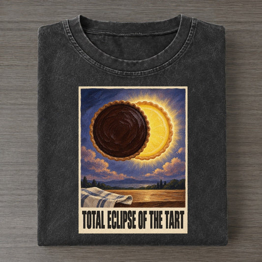 Total Eclipse Of The Tart Painted Pop Culture Pun Vintage T-shirt – Black