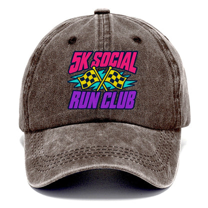 5K Social Run Club 90S Running Clubs Classic Cap – Brown