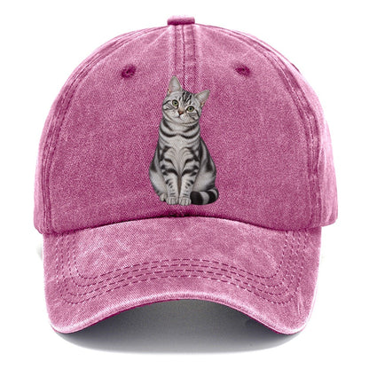 American Shorthair Seated Portrait Realistic Cat Portrait Classic Cap – Dusty Rose
