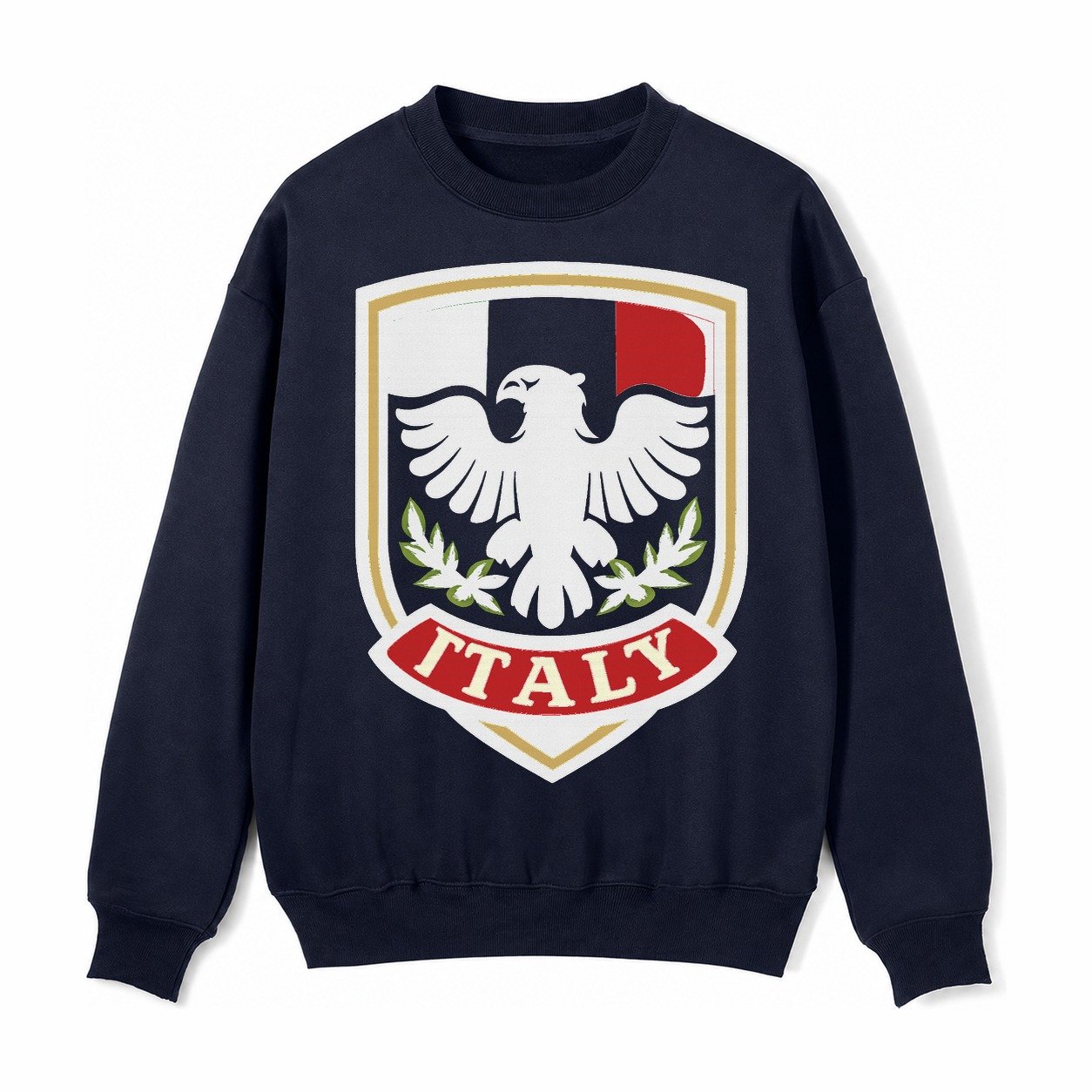 Italy Tricolor Logo Fleece Sweatshirt – Navy Blue