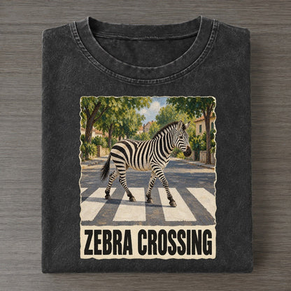 Zebra Zebra Crossing Animal Puns Vol. 2 Vintage T-shirt – Black