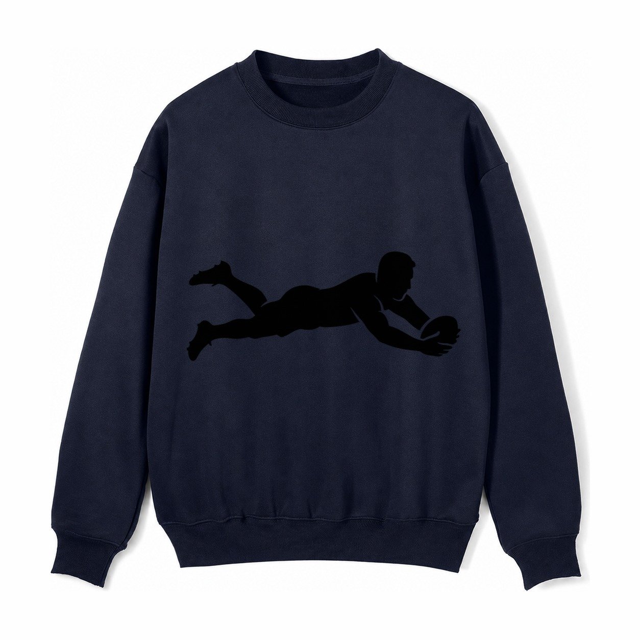 Rugby Player Diving For Try Fleece Sweatshirt – Navy Blue