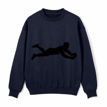 Rugby Player Diving For Try Fleece Sweatshirt – Navy Blue
