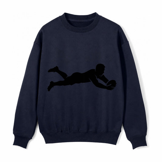 Rugby Player Diving For Try Fleece Sweatshirt – Navy Blue