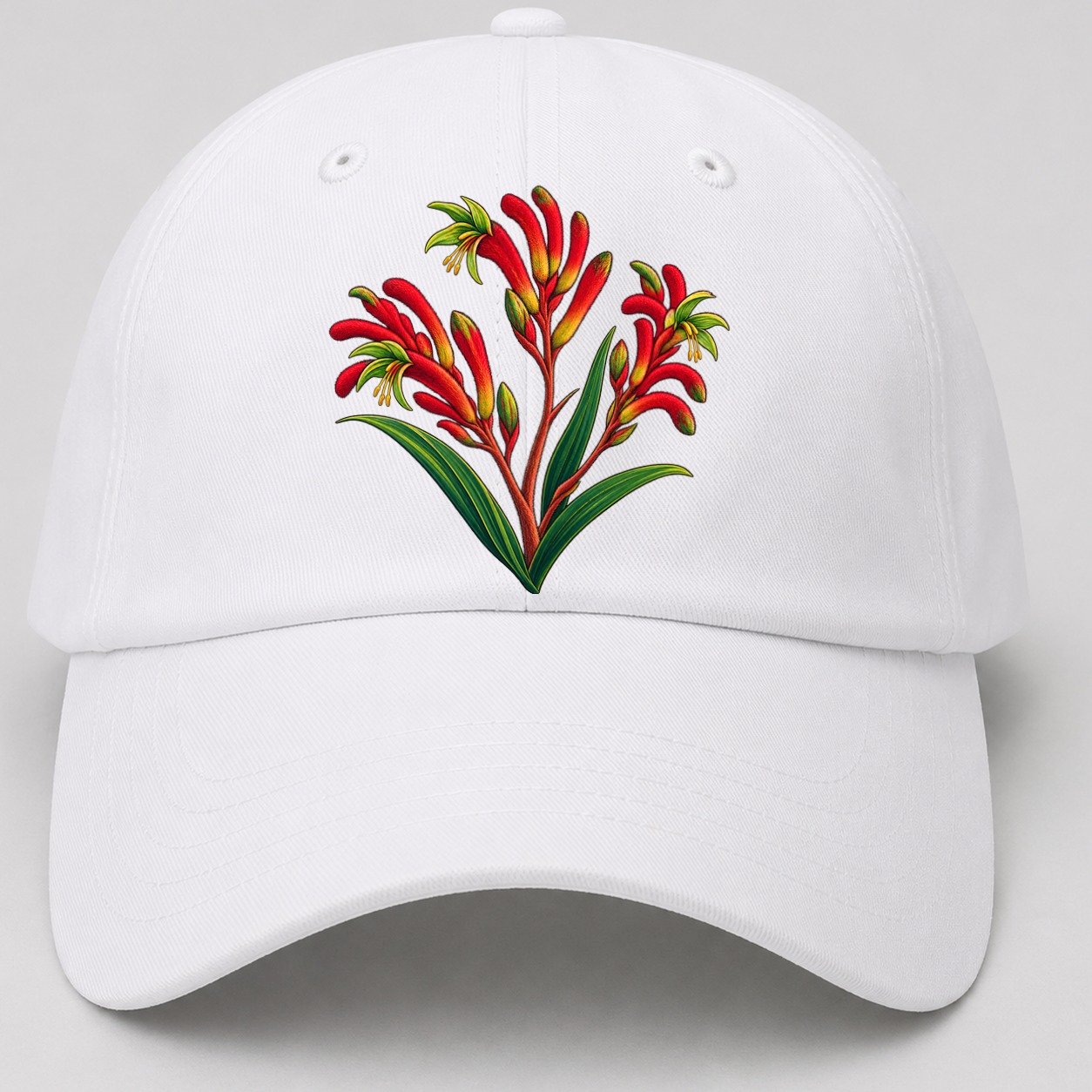 Western Australia Red And Green Kangaroo Paw Australia Cultural Icons Baseball Cap – White