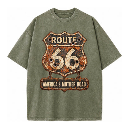 Route 66 Weathered Vintage T-shirt – Army Green