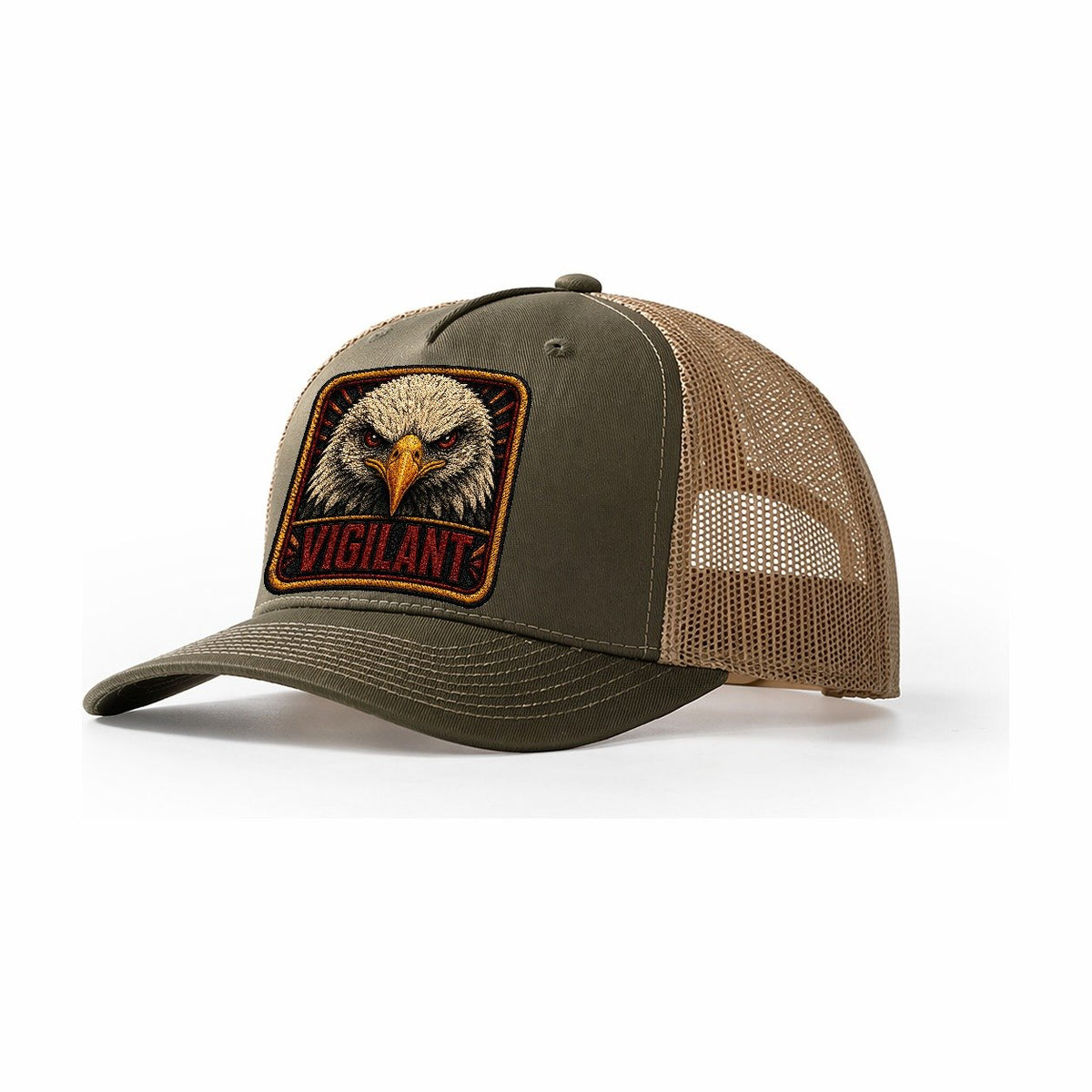 Eagle Vigilant Badge Trucker Hat – Olive Khaki