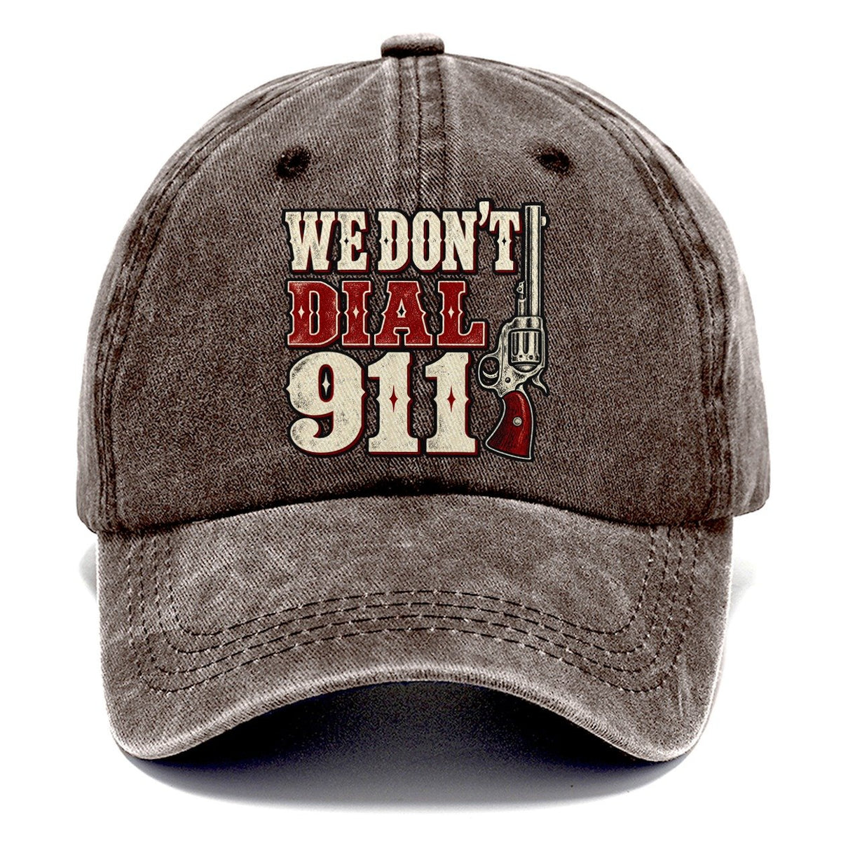 Frontier Letterpress We Don't Dial 911 Classic Cap – Brown