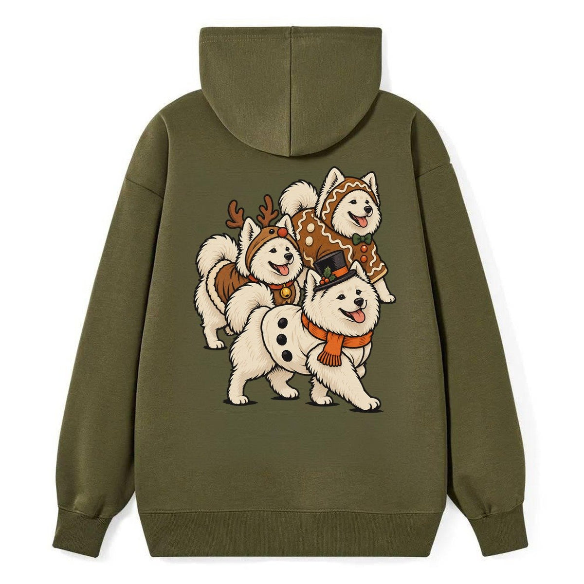 3 Samoyeds In Halloween Costumes Hdp 36 Parade Lineup Halloween Dog Parade Classic Pullover Hoodie – Armygreen