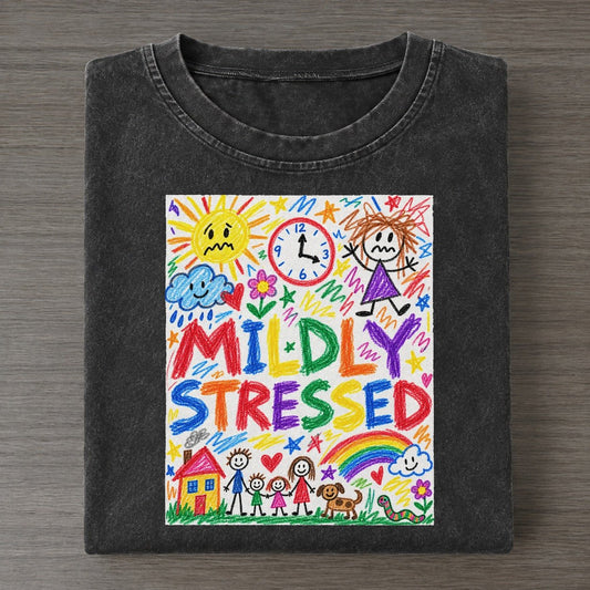 Mildly Stressed Crayon Hour Vintage T-shirt – Black