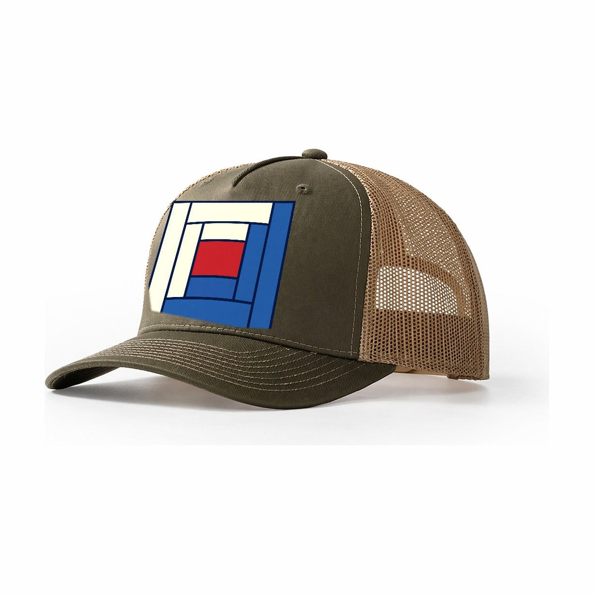 Log Cabin Block Study Sewing And Quilting Trucker Hat – Olive Khaki