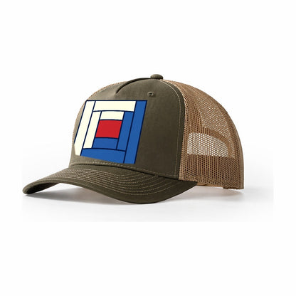Log Cabin Block Study Sewing And Quilting Trucker Hat – Olive Khaki